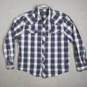 Moonshine Spirit Western Plaid Shirt Long Sleeve‎ Snap Button Front Mens Large